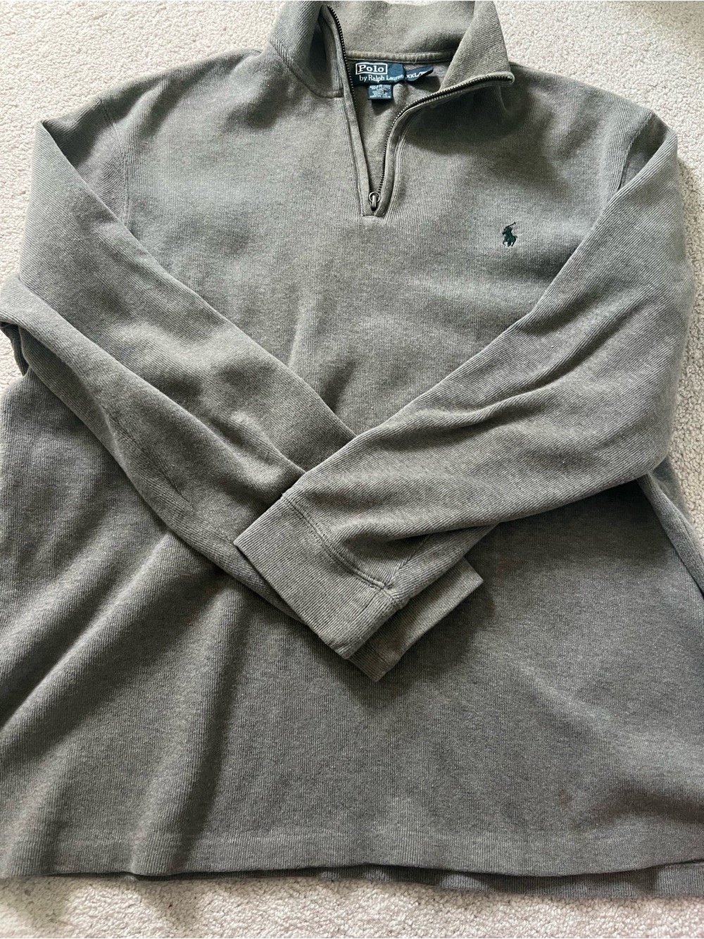 Ralph Lauren Men's Zip-Neck Sweater in Olive Green Gray